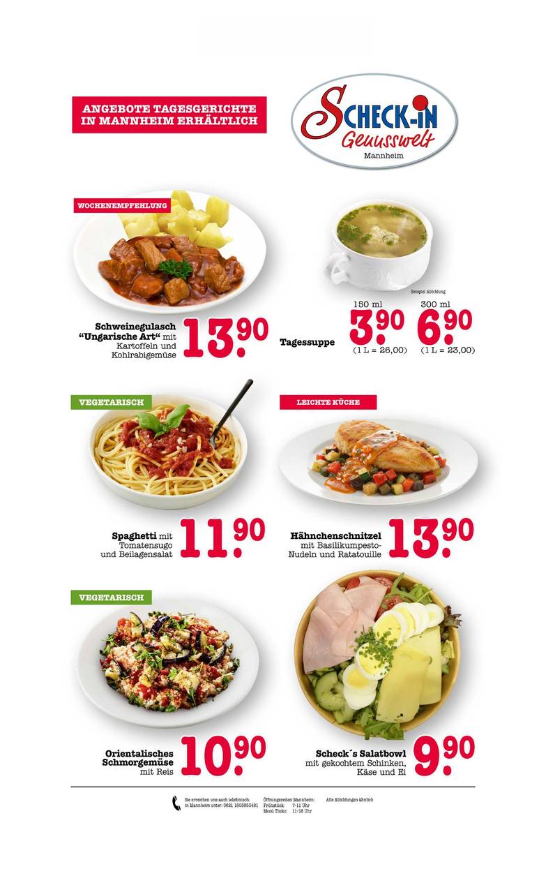 aktuelle Wochenkarte vom dem Scheck-in Markt Mannheim