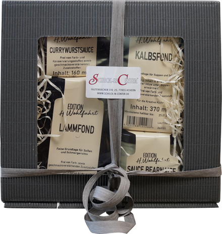 Präsentkorb mit Produkten von Scheck-in